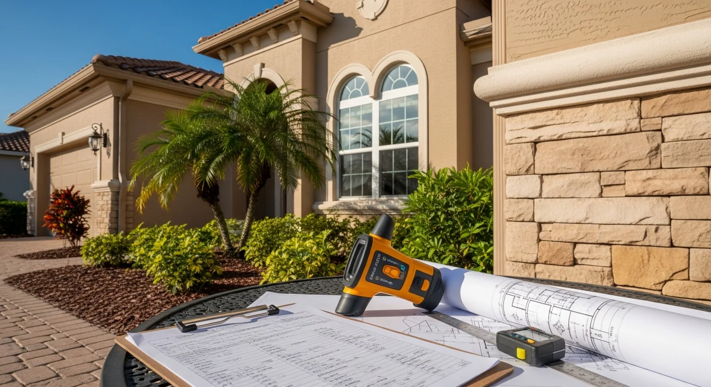Home inspector examining residential property in Palm Beach area