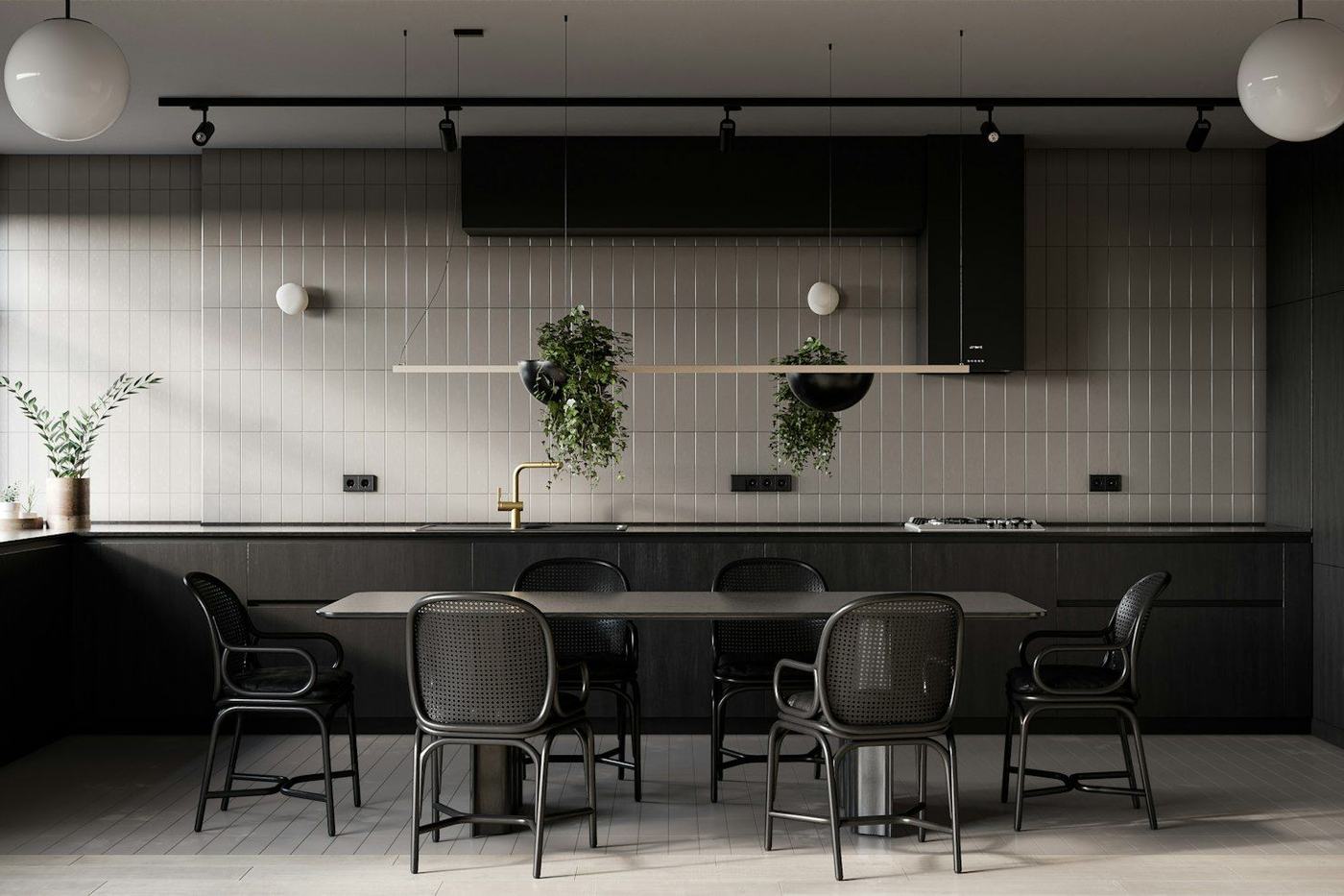 Kitchen and dining room whose sinks drain to the main sewer line